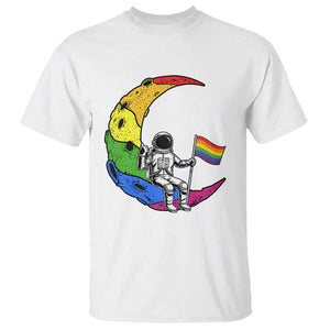 Rainbow Astronaut On The Moon LGBT T Shirt Spaceman Pride Month