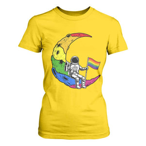 Rainbow Astronaut On The Moon LGBT T Shirt For Women Spaceman Pride Month TS12 Daisy Print Your Wear