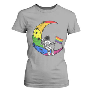 Rainbow Astronaut On The Moon LGBT T Shirt For Women Spaceman Pride Month TS12 Sport Gray Print Your Wear