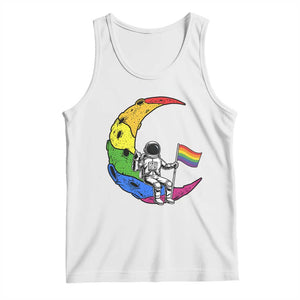 Rainbow Astronaut On The Moon LGBT Tank Top Spaceman Pride Month TS12 White Print Your Wear