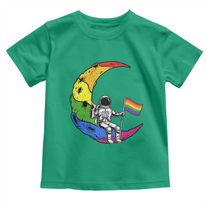 Rainbow Astronaut On The Moon LGBT Toddler T Shirt Spaceman Pride Month TS12 Irish Green Print Your Wear