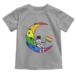 Rainbow Astronaut On The Moon LGBT Toddler T Shirt Spaceman Pride Month TS12 Sport Gray Print Your Wear
