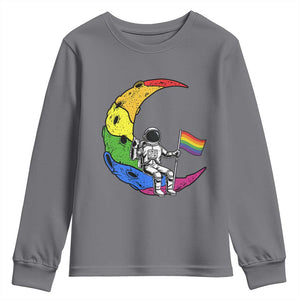 Rainbow Astronaut On The Moon LGBT Youth Sweatshirt Spaceman Pride Month