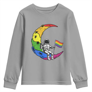 Rainbow Astronaut On The Moon LGBT Youth Sweatshirt Spaceman Pride Month