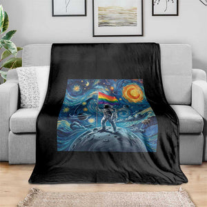 LGBTQ Rainbow Moon Astronaut Throw Blanket Starry Night Graphic TS12 Print Your Wear