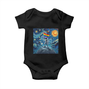 LGBTQ Rainbow Moon Astronaut Baby Onesie Starry Night Graphic TS12 Black Print Your Wear