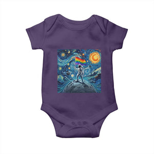 LGBTQ Rainbow Moon Astronaut Baby Onesie Starry Night Graphic TS12 Purple Print Your Wear