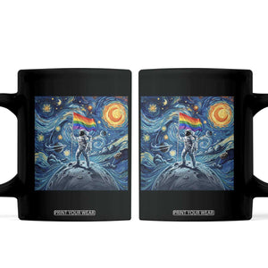 LGBTQ Rainbow Moon Astronaut Coffee Mug Starry Night Graphic TS12 Black Print Your Wear