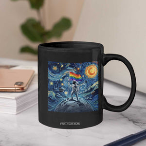 LGBTQ Rainbow Moon Astronaut Coffee Mug Starry Night Graphic TS12 Print Your Wear
