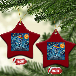 LGBTQ Rainbow Moon Astronaut Ceramic Ornament Starry Night Graphic TS12 Print Your Wear