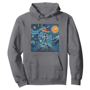 LGBTQ Rainbow Moon Astronaut Hoodie Starry Night Graphic TS12 Charcoal Print Your Wear