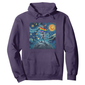 LGBTQ Rainbow Moon Astronaut Hoodie Starry Night Graphic TS12 Purple Print Your Wear