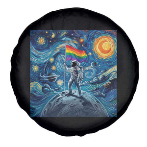 LGBTQ Rainbow Moon Astronaut Spare Tire Cover Starry Night Graphic TS12 Print Your Wear