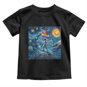LGBTQ Rainbow Moon Astronaut Toddler T Shirt Starry Night Graphic TS12 Black Print Your Wear