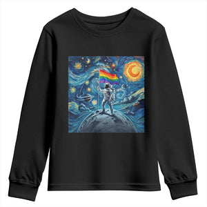 LGBTQ Rainbow Moon Astronaut Youth Sweatshirt Starry Night Graphic TS12 Black Print Your Wear