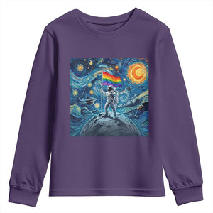 LGBTQ Rainbow Moon Astronaut Youth Sweatshirt Starry Night Graphic TS12 Purple Print Your Wear