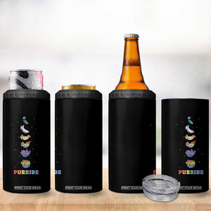 Purride Rainbow Cat Moon Cycles 4 in 1 Can Cooler Tumbler LGBQT Pride Feline Space