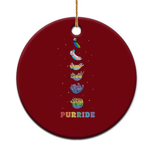 Purride Rainbow Cat Moon Cycles Ceramic Ornament LGBQT Pride Feline Space