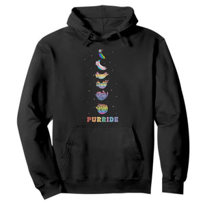 Purride Rainbow Cat Moon Cycles Hoodie LGBQT Pride Feline Space