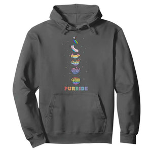Purride Rainbow Cat Moon Cycles Hoodie LGBQT Pride Feline Space