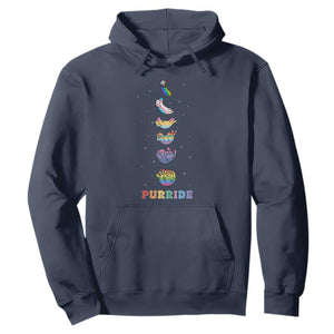 Purride Rainbow Cat Moon Cycles Hoodie LGBQT Pride Feline Space