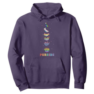 Purride Rainbow Cat Moon Cycles Hoodie LGBQT Pride Feline Space