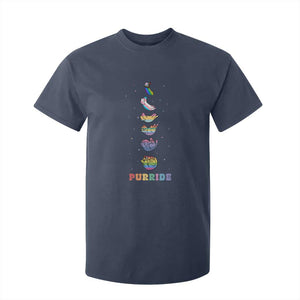 Purride Rainbow Cat Moon Cycles T Shirt For Kid LGBQT Pride Feline Space TS12 Navy Print Your Wear