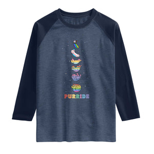 Purride Rainbow Cat Moon Cycles Raglan Shirt LGBQT Pride Feline Space