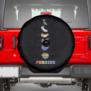 Purride Rainbow Cat Moon Cycles Spare Tire Cover LGBQT Pride Feline Space TS12 Black Print Your Wear