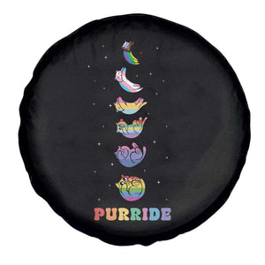 Purride Rainbow Cat Moon Cycles Spare Tire Cover LGBQT Pride Feline Space TS12 Print Your Wear