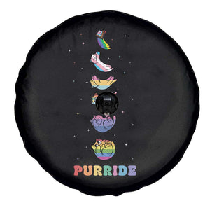 Purride Rainbow Cat Moon Cycles Spare Tire Cover LGBQT Pride Feline Space TS12 Print Your Wear