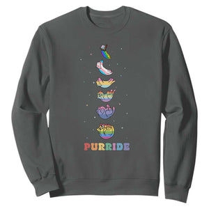 Purride Rainbow Cat Moon Cycles Sweatshirt LGBQT Pride Feline Space