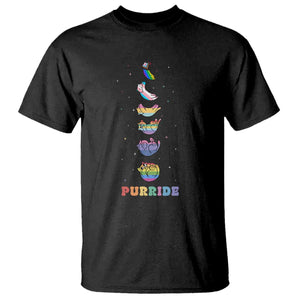 Purride Rainbow Cat Moon Cycles T Shirt LGBQT Pride Feline Space TS12 Black Print Your Wear