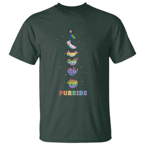 Purride Rainbow Cat Moon Cycles T Shirt LGBQT Pride Feline Space TS12 Dark Forest Green Print Your Wear