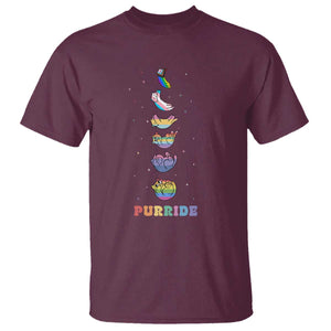 Purride Rainbow Cat Moon Cycles T Shirt LGBQT Pride Feline Space TS12 Maroon Print Your Wear