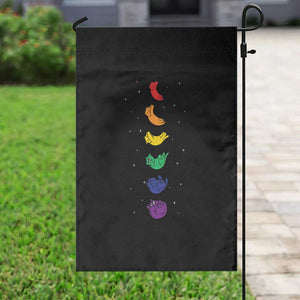 Funny Purride Cats In Space Rainbow Garden Flag LGBQT Pride Feline Space