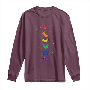 Funny Purride Cats In Space Rainbow Long Sleeve Shirt LGBQT Pride Feline Space