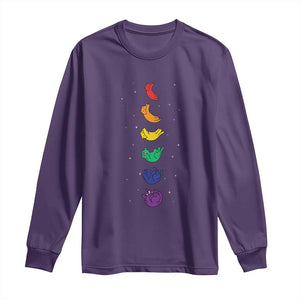 Funny Purride Cats In Space Rainbow Long Sleeve Shirt LGBQT Pride Feline Space