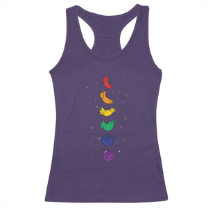 Funny Purride Cats In Space Rainbow Racerback Tank Top LGBQT Pride Feline Space