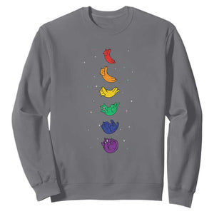 Funny Purride Cats In Space Rainbow Sweatshirt LGBQT Pride Feline Space