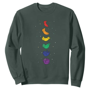Funny Purride Cats In Space Rainbow Sweatshirt LGBQT Pride Feline Space