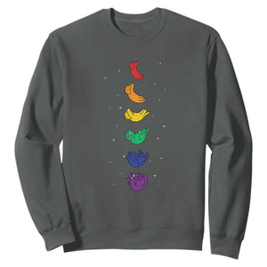 Funny Purride Cats In Space Rainbow Sweatshirt LGBQT Pride Feline Space