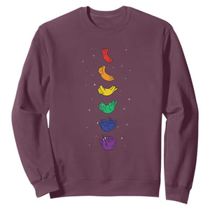 Funny Purride Cats In Space Rainbow Sweatshirt LGBQT Pride Feline Space