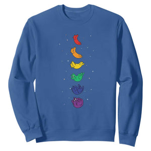 Funny Purride Cats In Space Rainbow Sweatshirt LGBQT Pride Feline Space