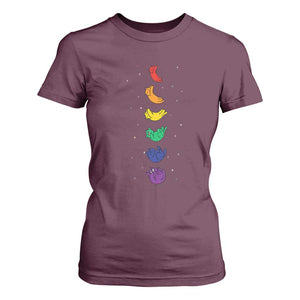 Funny Purride Cats In Space Rainbow T Shirt For Women LGBQT Pride Feline Space TS12 Maroon Print Your Wear