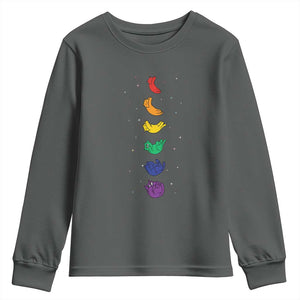 Funny Purride Cats In Space Rainbow Youth Sweatshirt LGBQT Pride Feline Space