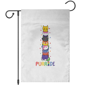 Funny Purride Stacked Cats Pride Garden Flag Cute LGBTQ Cat Lover TS12 White Print Your Wear