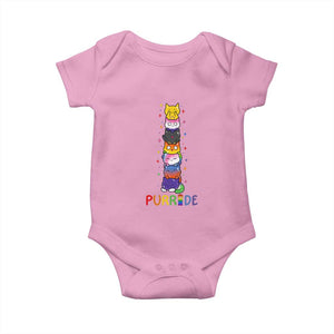 Funny Purride Stacked Cats Pride Baby Onesie Cute LGBTQ Cat Lover TS12 Light Pink Print Your Wear