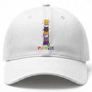 Funny Purride Stacked Cats Pride Baseball Cap Cute LGBTQ Cat Lover