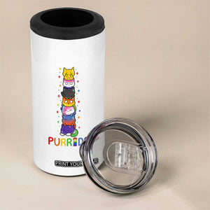 Funny Purride Stacked Cats Pride 4 in 1 Can Cooler Tumbler Cute LGBTQ Cat Lover TS12 Print Your Wear